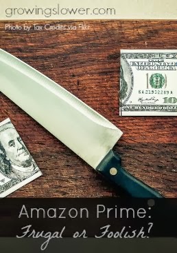 Click to find out whether being an Amazon Prime member makes you frugal or foolish. www.growingslower.com #frugalliving #moneysavingtips