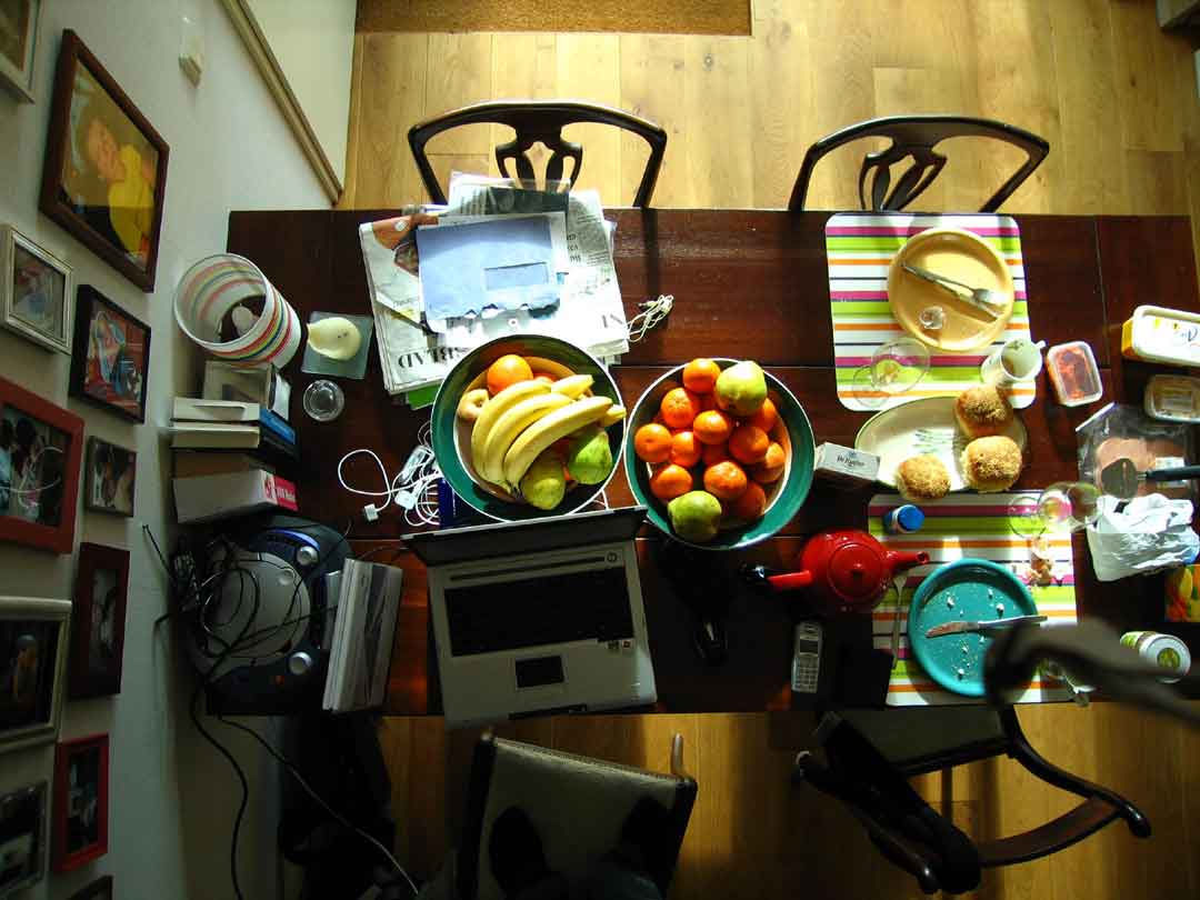 Typical work from home mom office: Kitchen table, breakfast dishes, and a laptop. It's not easy, but it's the best job in the world!