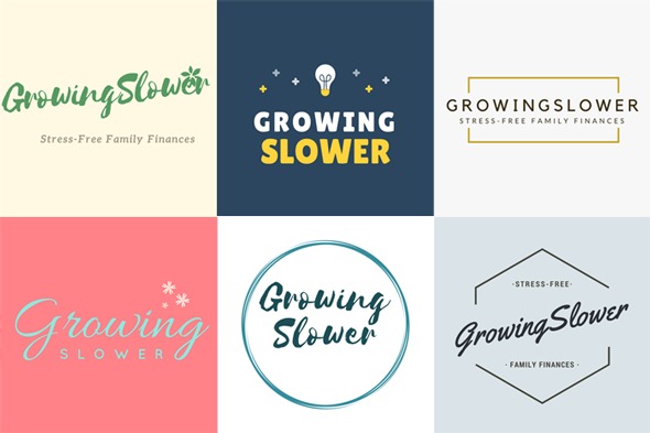 I had a blast creating these alternative logos for GrowingSlower in Canva, and it took me literally 2 minutes to make each one. 
