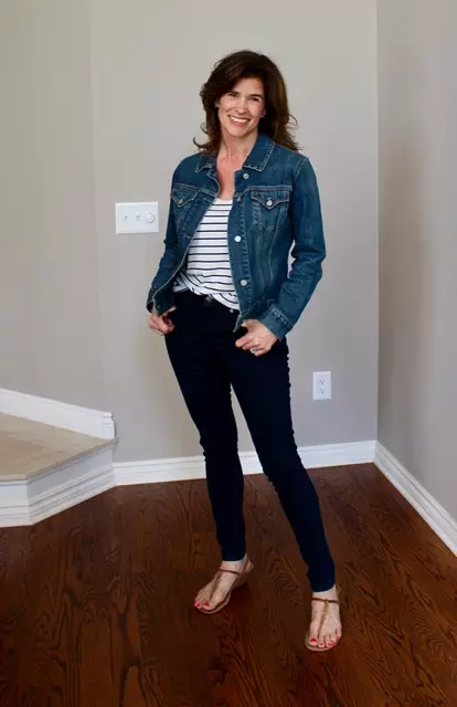 Throw on a jean jacket with some strappy sandals for a cute casual look.