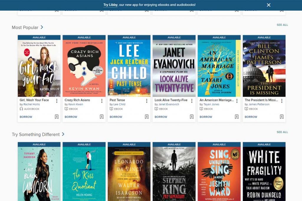 Read popular newer titles for free on Overdrive through your local library (without ever leaving home.)