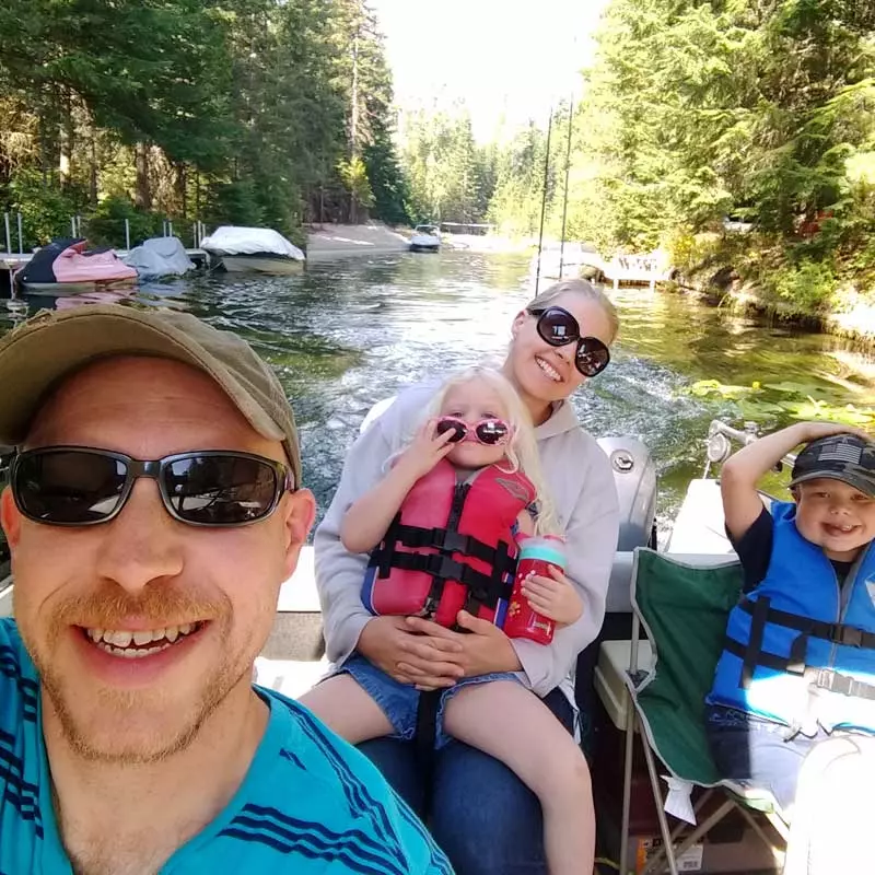 Money coach, Shannon Clark, enjoying a debt-free week at the lake with her family.